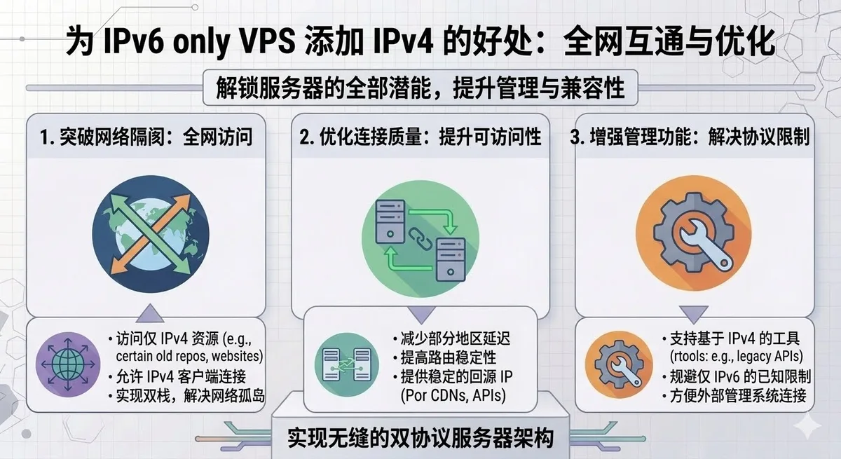 IPv6 only VPS添加IPv4